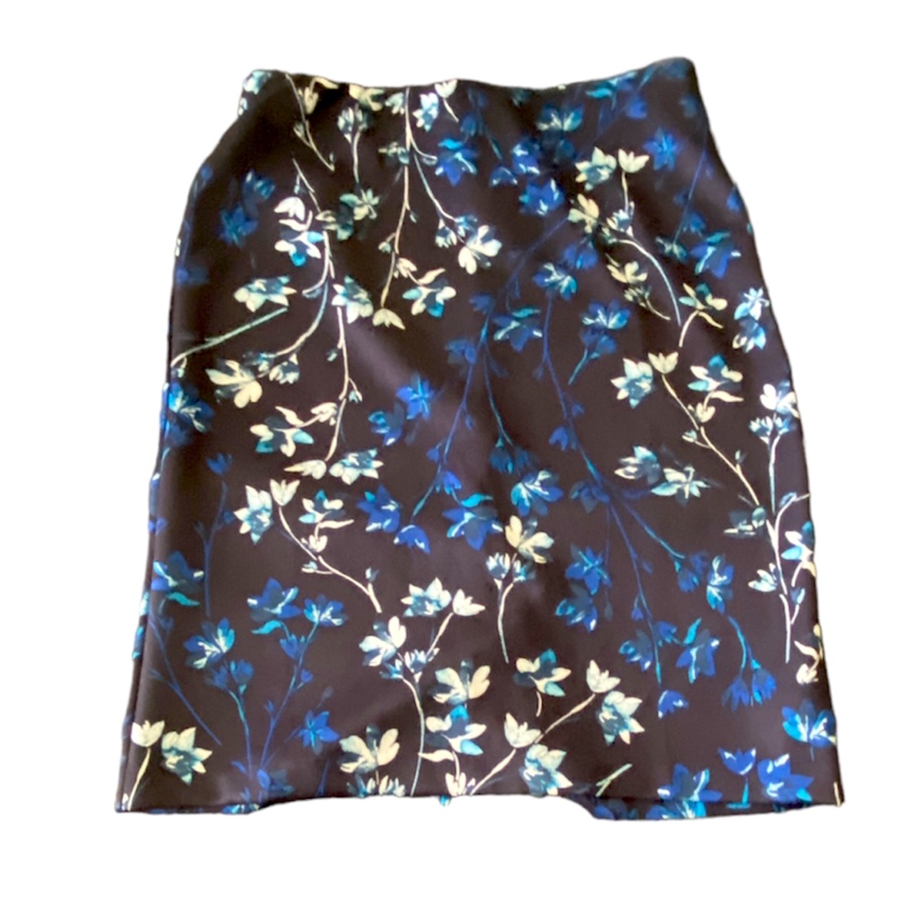 Roz&Ali Navy Blue Floral Skirt